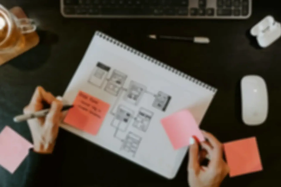 App screen flows sketched out on paper before development starts