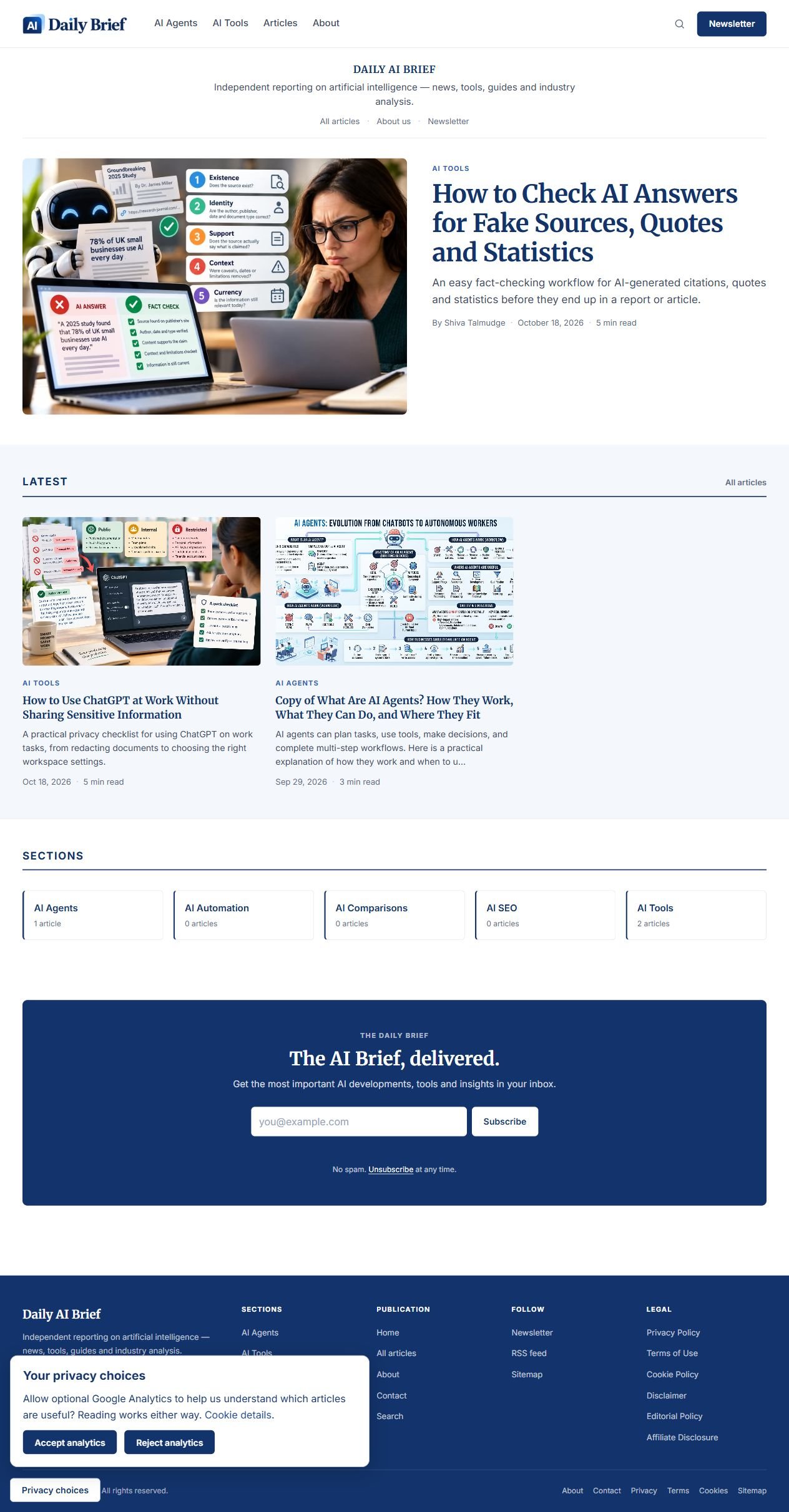 Daily AI Brief live website preview
