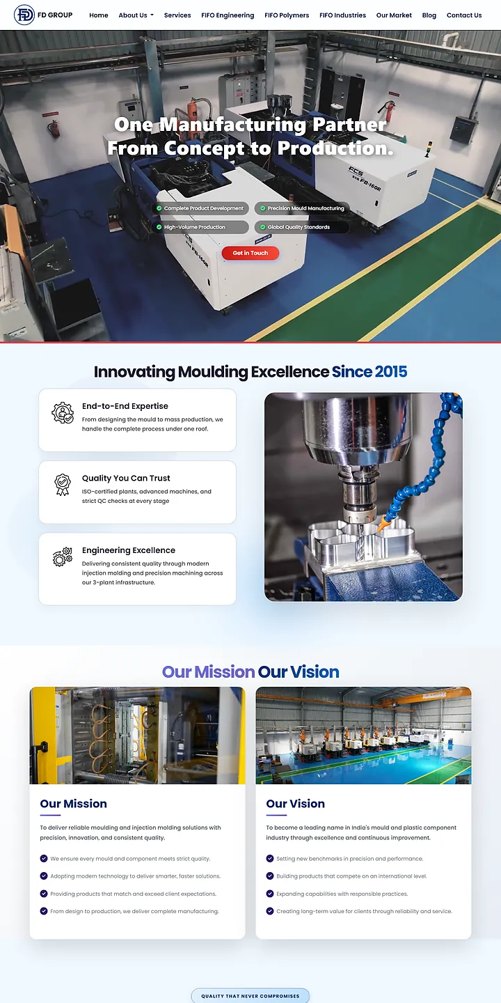 The FD Group website built by Stackvel Solutions