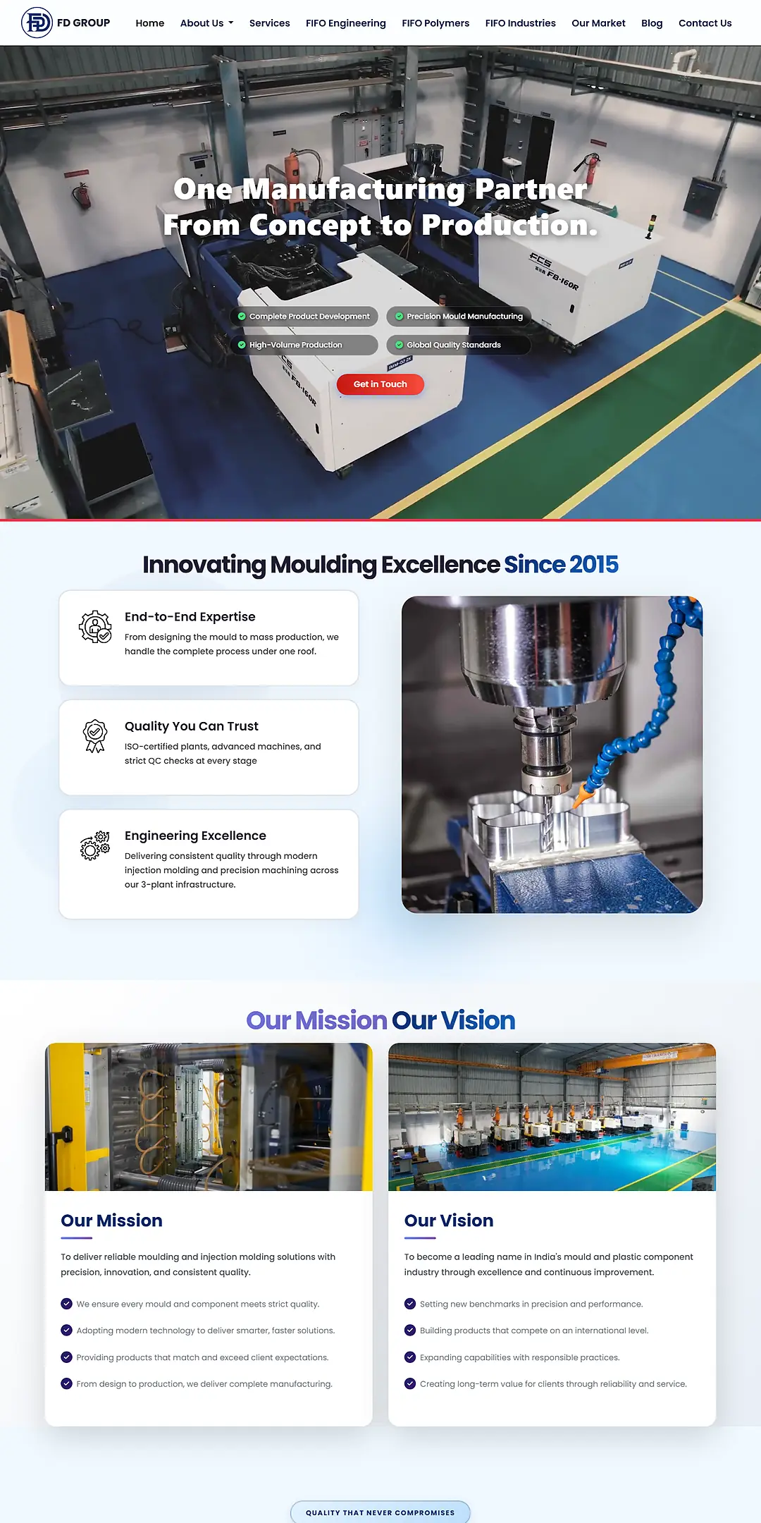 The FD Group website built by Stackvel Solutions