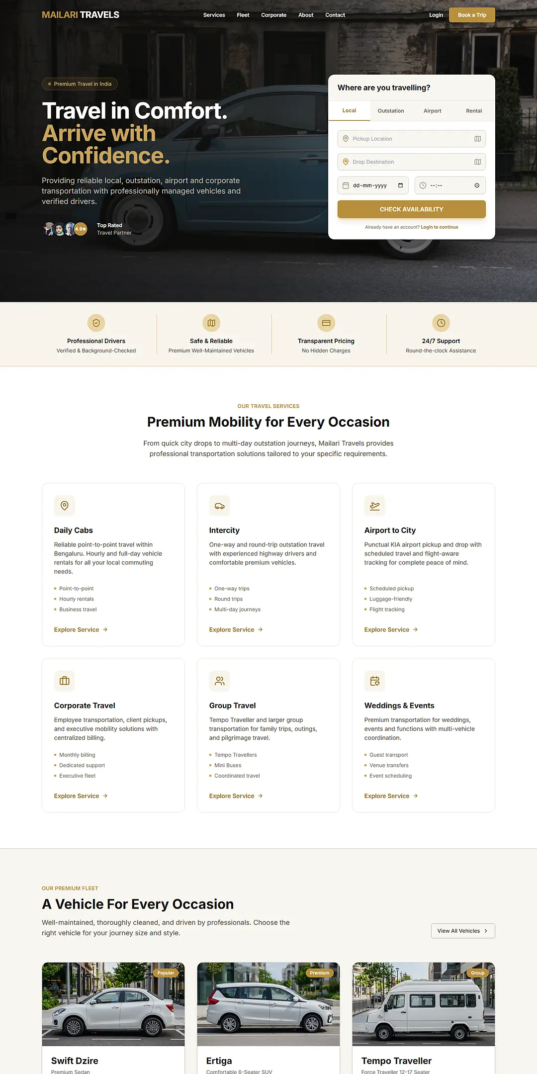 The Mailari Travels website built by Stackvel Solutions