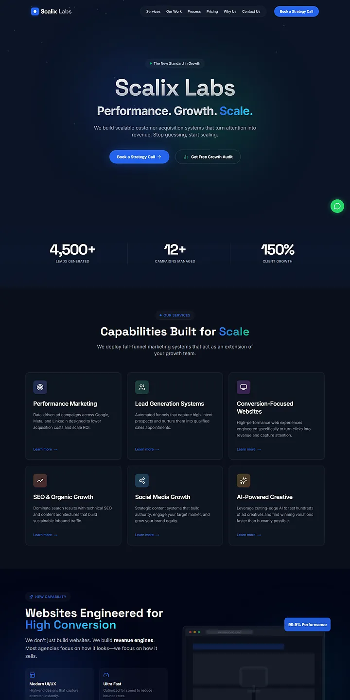 The Scalix Labs website built by Stackvel Solutions
