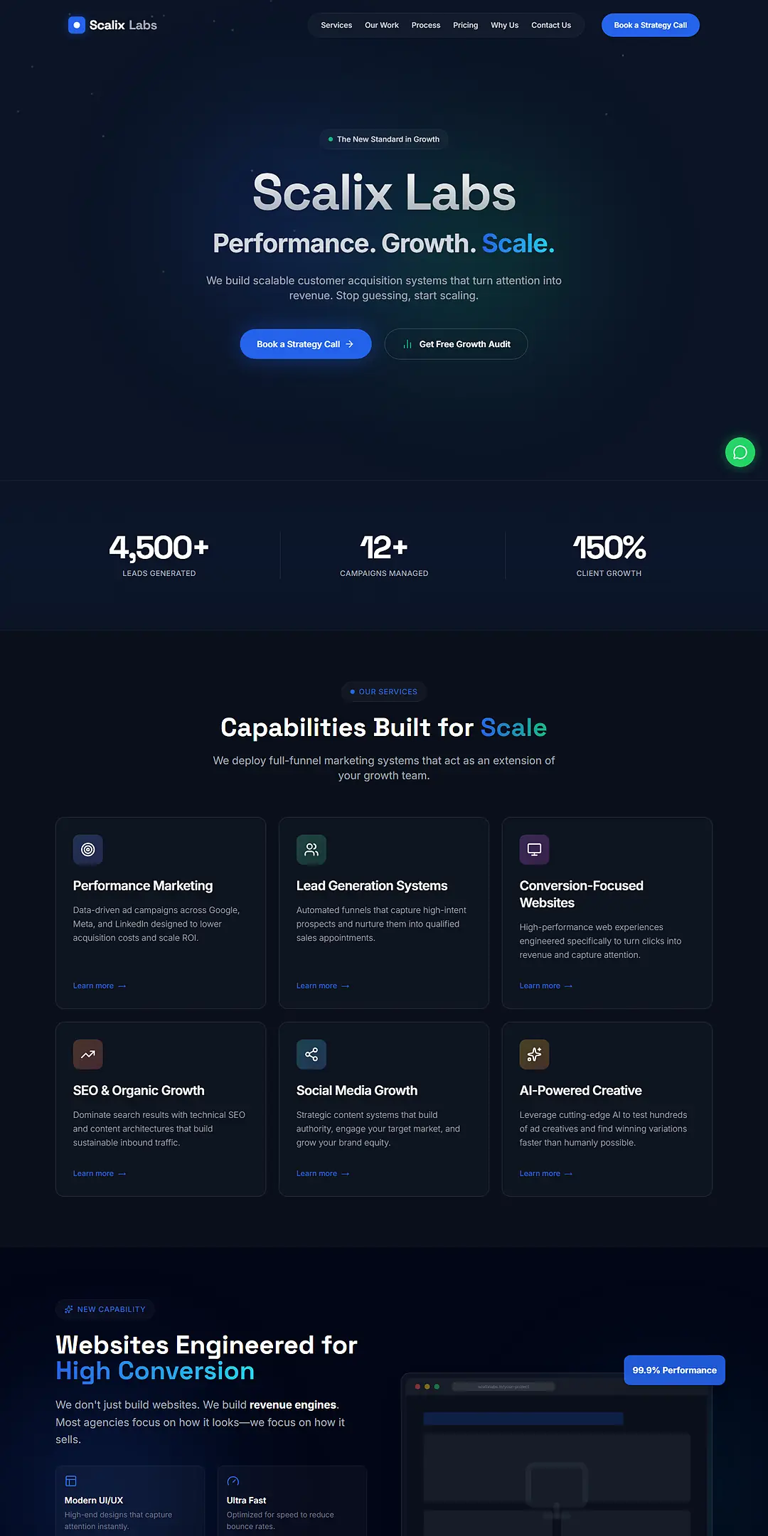 The Scalix Labs website built by Stackvel Solutions