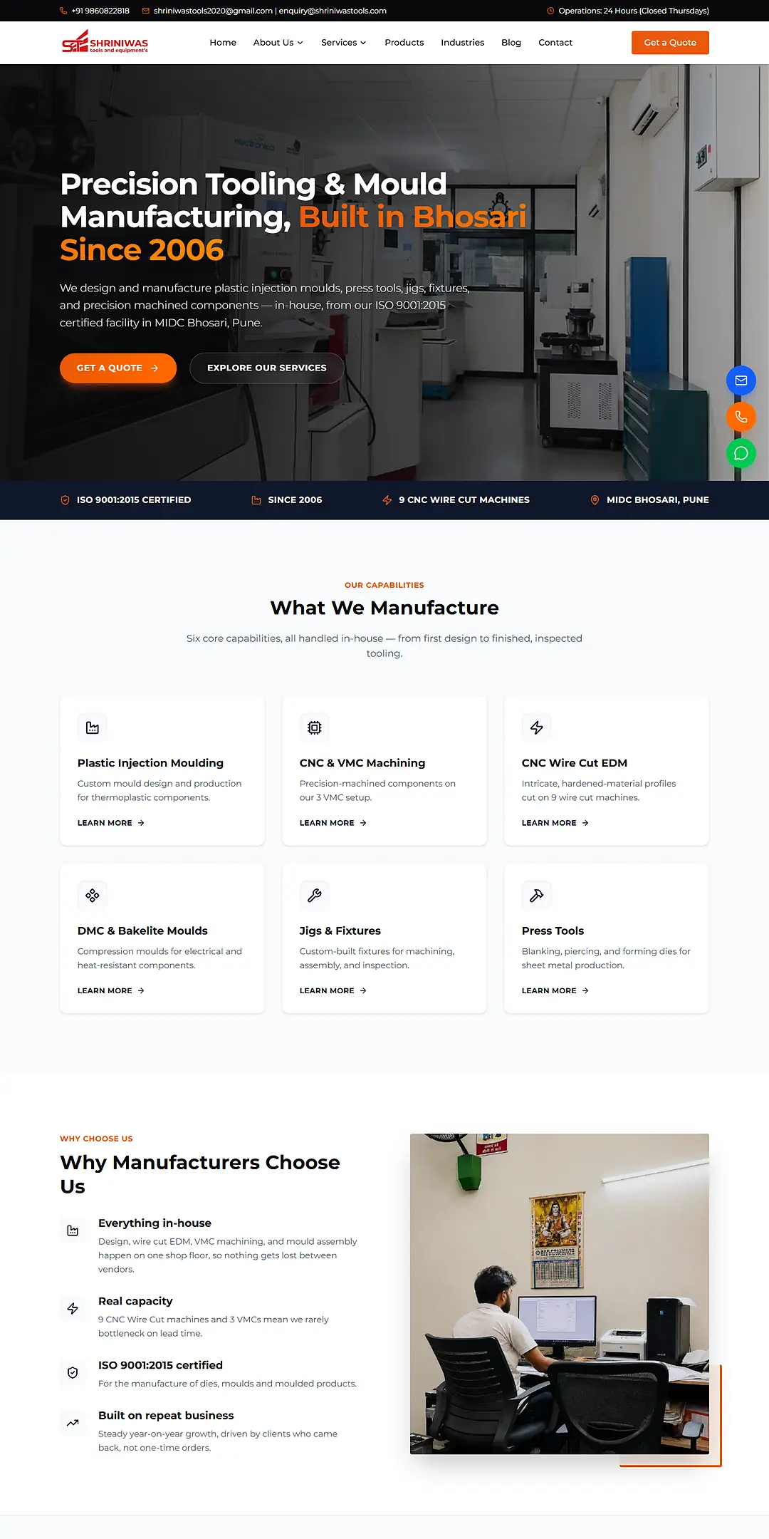 The Shriniwas Tools & Equipments website built by Stackvel Solutions