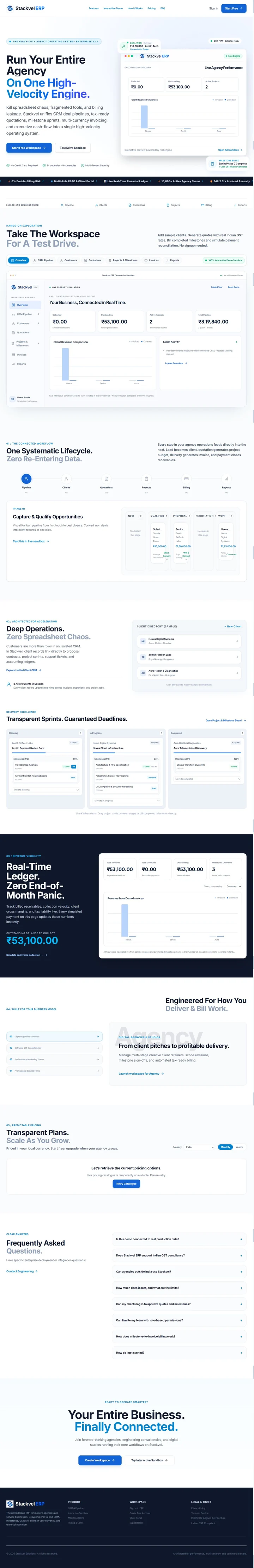 The Stackvel ERP website built by Stackvel Solutions