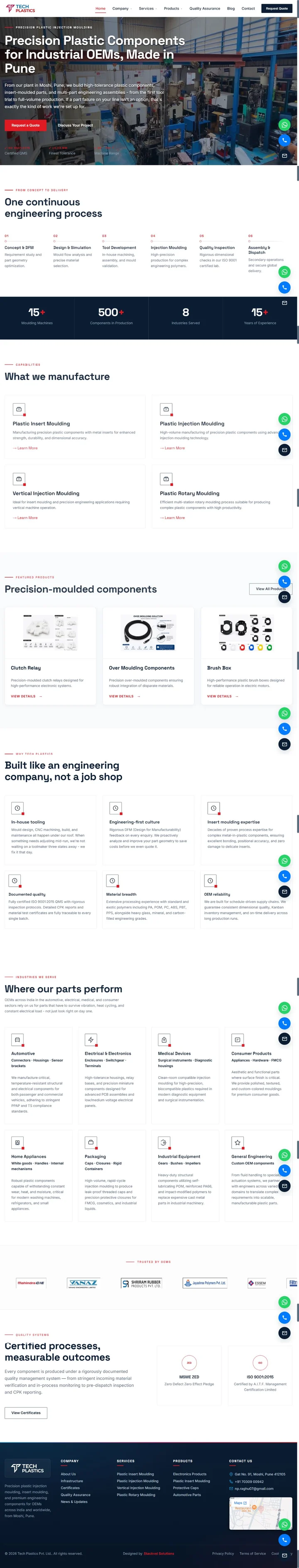 Tech Plastics current website preview