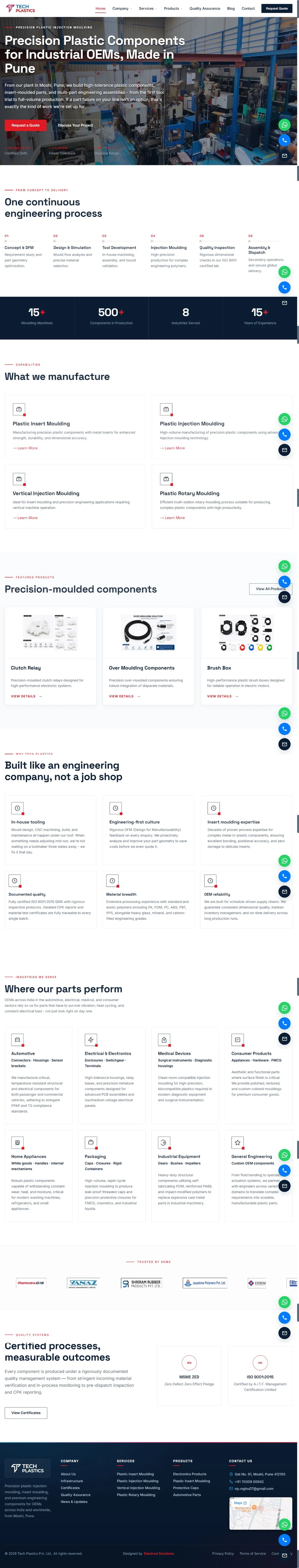 Tech Plastics current website preview